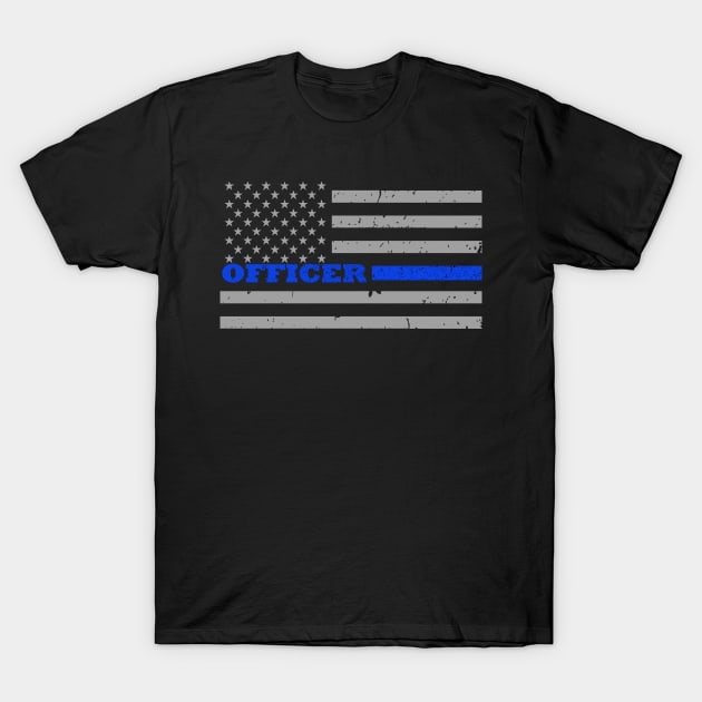 Police Officer Thin Blue Line Flag T-Shirt by bluelinemotivation
